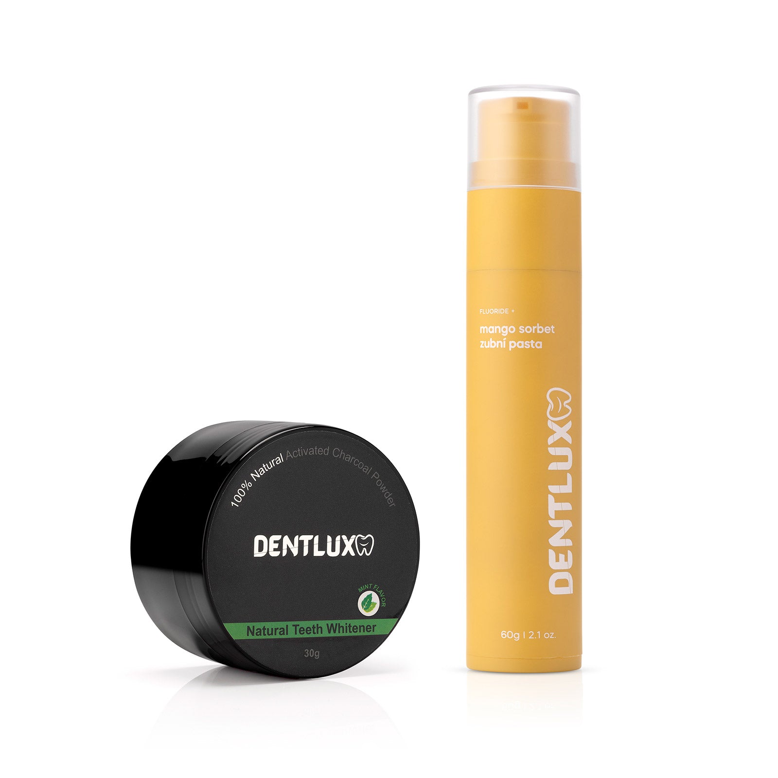 Dentlux bělící pudr na zuby + ochucená zubní pasta