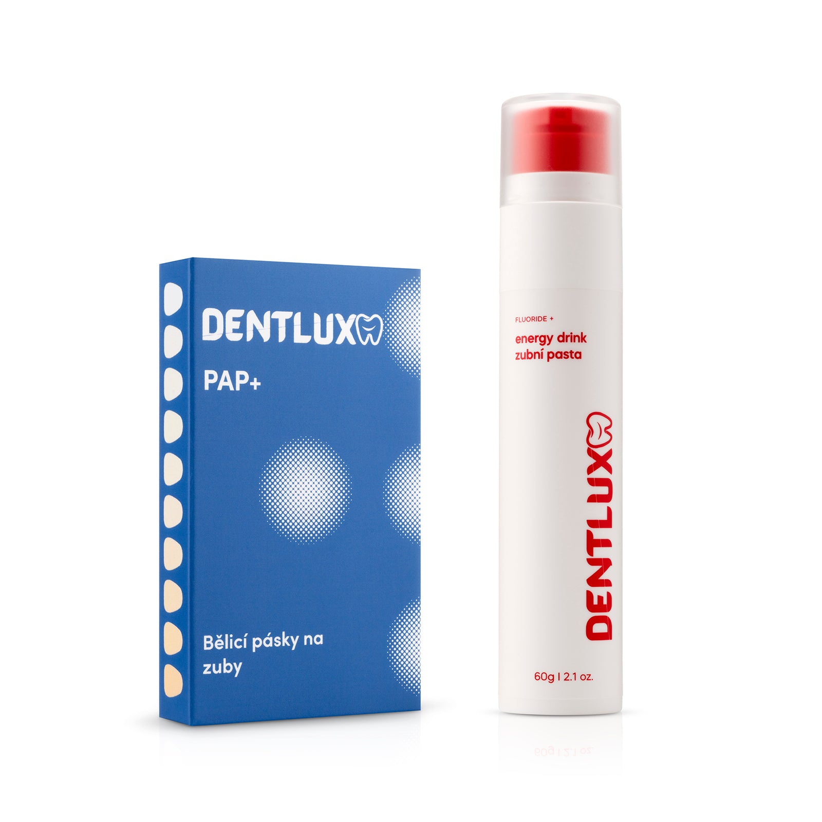 Dentlux PAP+ Bieliace pásiky na zuby + ochutená zubná pasta