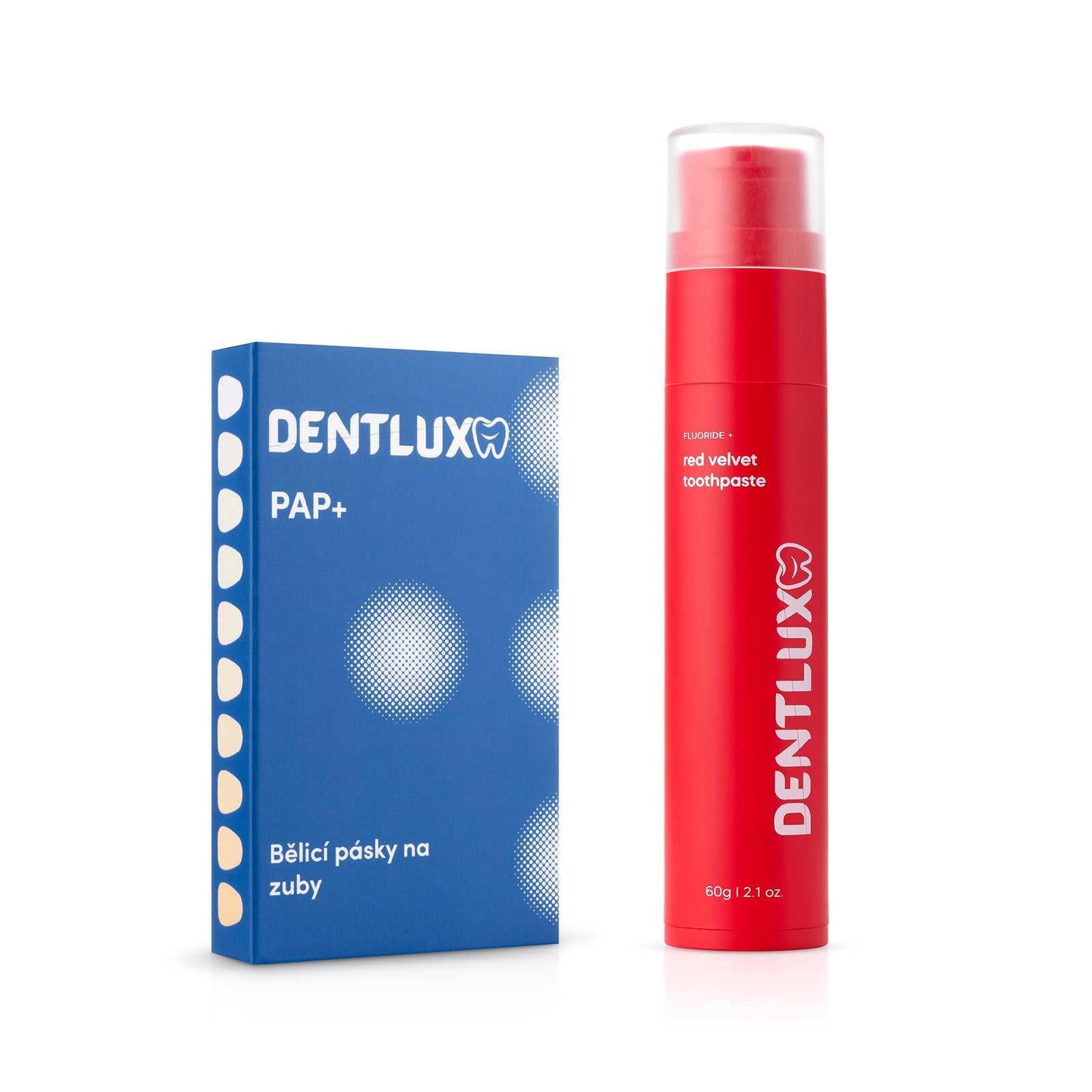 Dentlux PAP+ Bieliace pásiky na zuby + ochutená zubná pasta