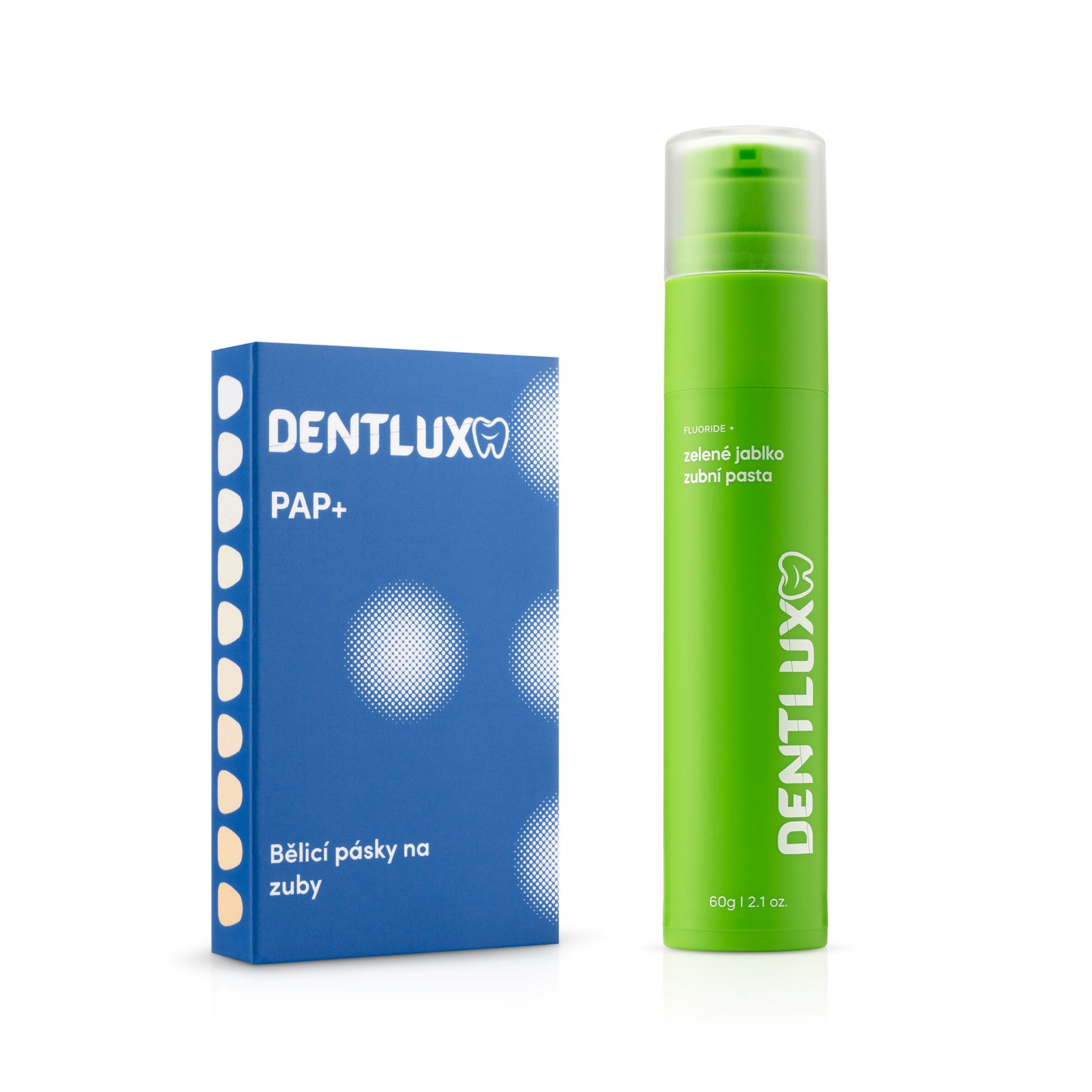 Dentlux PAP+ Bieliace pásiky na zuby + ochutená zubná pasta