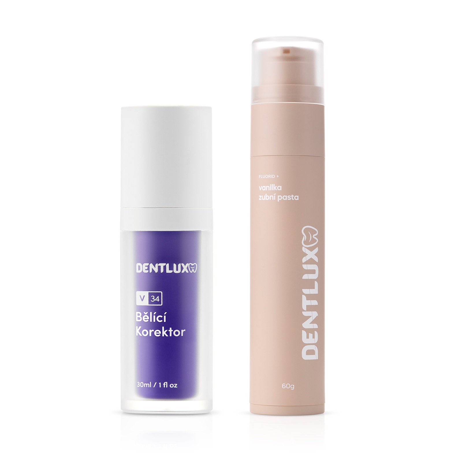 Dentlux V34 bieliaci korektor + ochutená zubná pasta