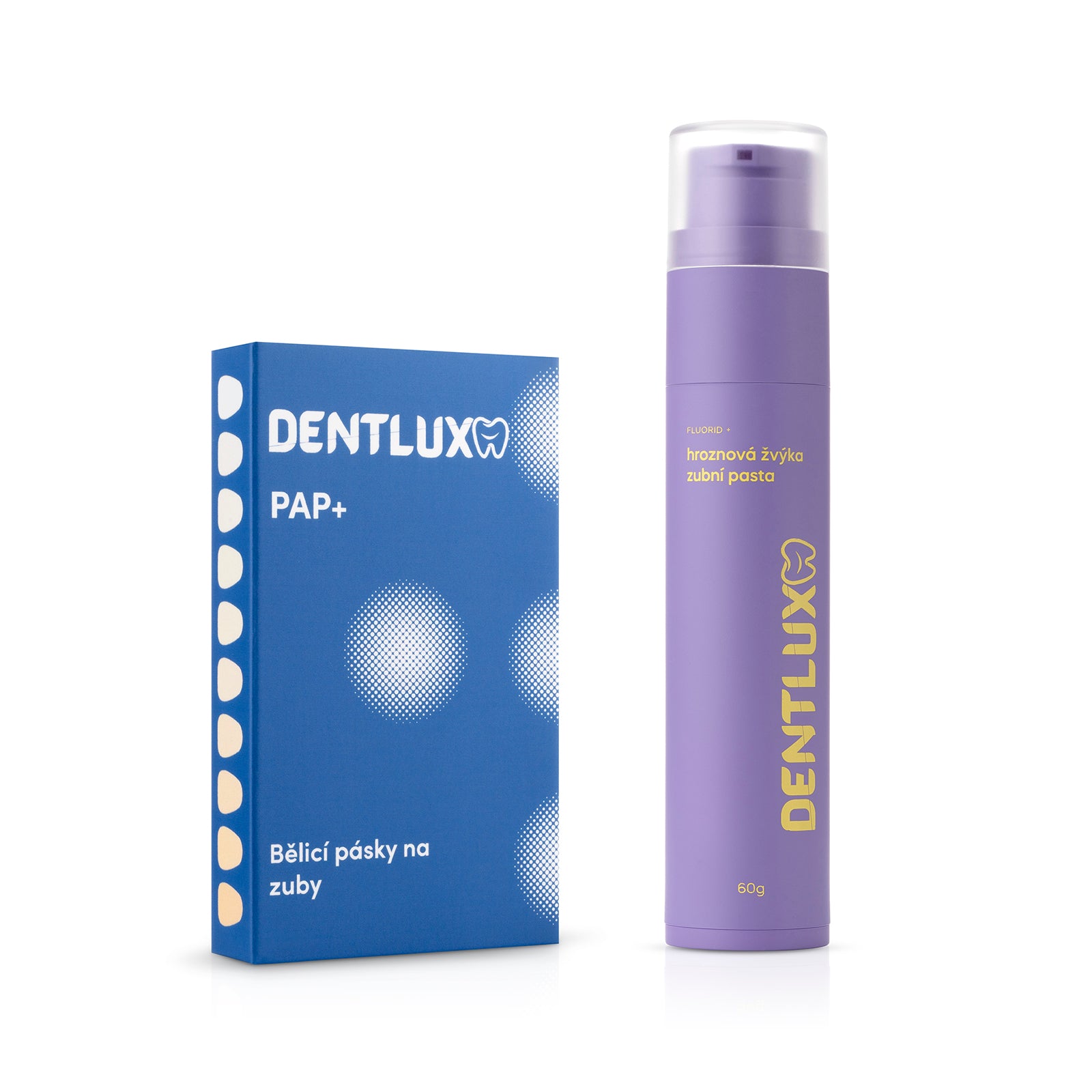 Dentlux PAP+ Bieliace pásiky na zuby + ochutená zubná pasta